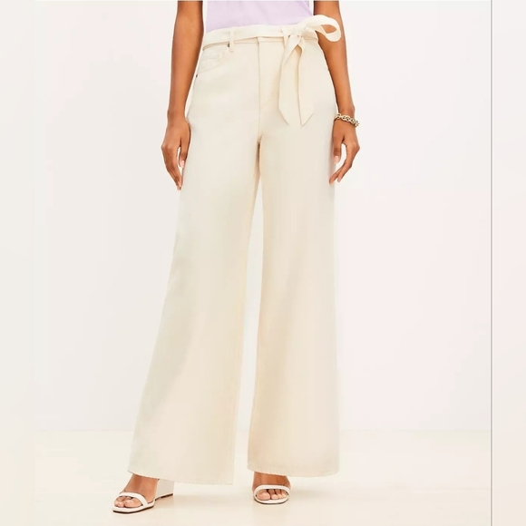 LOFT Denim - ❤️ NWOT! LOFT HIGH RISE WIDE LEG PALAZZO JEANS IN ECRU, 18 (34)